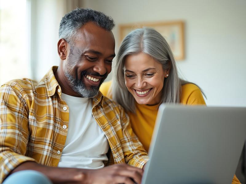 Mature Couple looking at laptop together